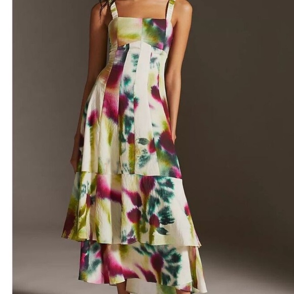 Anthropologie Tiered Watercolor Maxi Dress - Picture 1 of 6